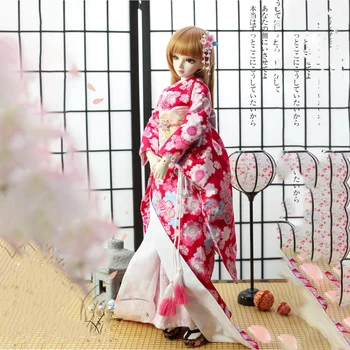 1/6 1/4 1/3 Vana Kostüüm BJD Riided Furisode Kimono Komplekt YOSD MSD SD13 Suur Tüdruk SSDF ID75 Onu Nukk Tarvikud C2204