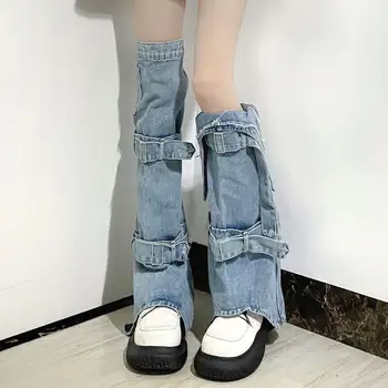 1 Paar Fashion Loominguline Uue Isikliku Denim Jalg Hõlmab Naiste Suve Jaapani Stiilis Päikese Kaitse Kõrge Jalg Hõlmab