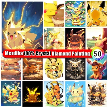 100% Kristall Teemant Maali Kunst Pokémon Anime Pikachu Lukuga Kott Ristpistes Tikand Diamond Mosaiik Pilt Home Decor