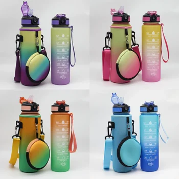 1000ML Vee Pudel koos kaanega 32oz Motiveerivat Spordi Vee Pudel Õled Ajal Sm BPA Vaba Fitness Jõusaal Sport