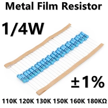 (100tk) 1/4W Metal Film Resistor 1% viis värvi ring täpselt takisti 0R 0.1 R 0.12 R 0.15 R 0.18 R R 0.2
