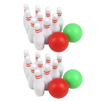 2 Komplekti Bowling Ball Mudel Mini Plastikust Ehted Teenetemärgi Micro Mänguasjad Väike Maja Kääbus Laps väljaspool Lapsed