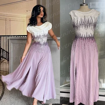 2023 Elegantne Joon, õhtukleit Jaoks Naised erakonna Square Kaelus Lilla Profileeritud Lace up Kõnniteed Kleit Saudi Araabia Pulm kleit