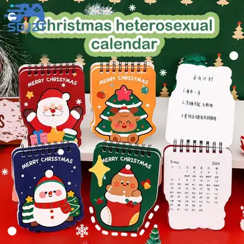 2024 Jõulud Laua Kalender Mini Cartoon Armas Mustrid Tabel Kalender Creative Desktop Teenetemärgi Igapäevane Planeerimine Väike Kuu