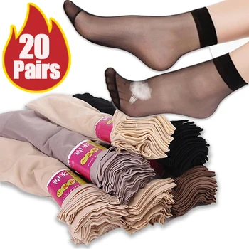 20Pairs Suvel Sokid Naha ColorTransparent Üliõhukesed Crystal Naiste Siidist Sokid Nailon Daamid Naine Elastne Lühike Pahkluu Sokk Meias