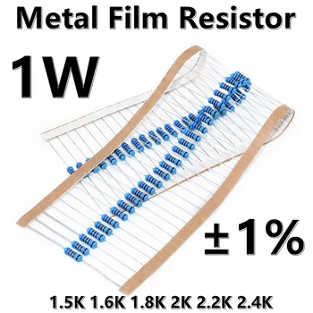 (50tk) 1W Metal Film Resistor 1% viis värvi ring täpselt takisti 1,5 K 1.6 K 1.8 K 2K 2.2 K 2.4 K