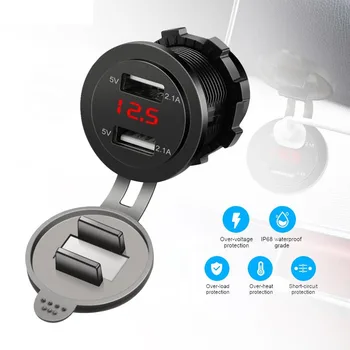 Auto sigaretisüütaja 4.2 Auto Dual USB Laadija Pistikupesa 12V 24V Kiire Laadimise LED Voltmeeter Splitter Adapter