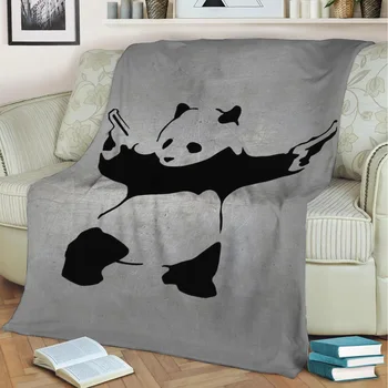 Banksy Street Art Panda 3D Printimine -, Plüüš-Tekk Visata Kohta, Diivan Home Decor Soft Soojust Pestav Nap Tekk Dropshipping