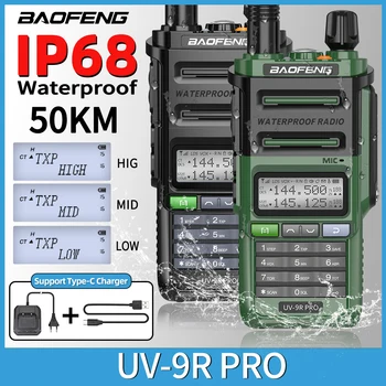 Baofeng UV-9R Pro V1 V2 Walkie Talkie IP68 Veekindel Dual Band Type-C pikamaa Uuendada Tri-power Sink CB Raadio kahesuunaline Raadio
