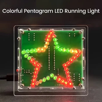 DIY Elektroonilise Komplektid 7-Värv Pimestav Valgus Pentagramm koos Koorega LED Töötab Light Circuit Board Jootmise Praktika Projekti