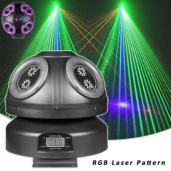 Dj Disco Pool RGB Pöörake 4 Pea Laser Muster Etapi Valgustus Hele Riba Strobe Partei Klubi Xmas Tala Effecy Projektori Lamp