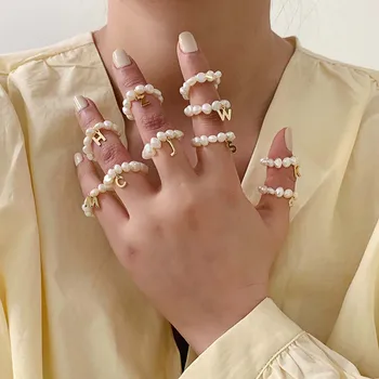 Elegantne Korea Naised Ebakorrapärase Kujuga Värske Vesi Metall-Täht Ringi Mood Ehteid Pearl Ring Vask