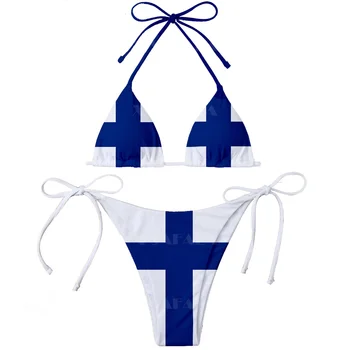 Euroopa Riikide Soome Prantsusmaa Saksamaa Itaalia Läti Lipu 3D Print Naiste Micro Bikini Set Suvel Beachwear Seksikas Beach trikoo