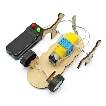 füüsilise katse seadmed Traat-kontrollitud eest auto, käsitsi kokkupandud diy mini auto omatehtud lihtne elektriline mudel mänguasja auto