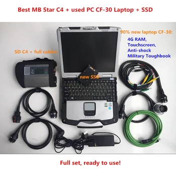 Hea Kvaliteediga MB Star C4 Koos CF-30 90%Uus Sülearvuti Sd Ühendust C4 + Uusim Tarkvara 2023.09 Vediamo+ DTS Auto diagnostika tööriist