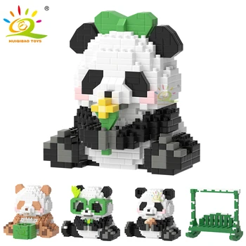 HUIQIBAO DIY Armas Panda Kuju Micro Mudel ehitusplokid Set Linna Loovust Loomaaia Loomade Mini Tellised Mänguasjad Lastele Kid Kingitus