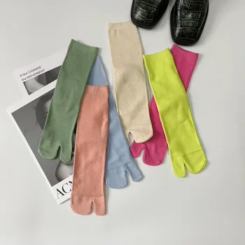 Jaapani Harajuku Naiste Split Varba Sokid Kõrge Kvaliteedi Kammitud Puuvillast, v.a Silmkoelised Tabi Sokid Candy Värvi Mugav Kaks-Toed Sokid