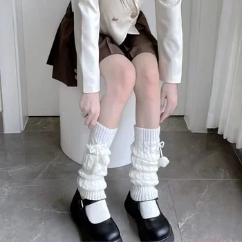 Jaapani Stiilis Talve Soojad Sokid Lolita Soe Säär Kootud Sokid Villa Palli Silmkoelised Suu Hõlmab Säärised, Millel Pallid Naistele