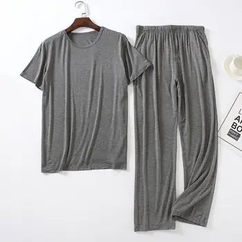 Korea Klassikalises Stiilis Mees Pidžaama Komplekt Lühikesed Varrukad Siserõivad Puuvill Sleepwear Poiss Vaba aja veetmise Mens Pijamas Mood 2 Tk Komplekt T47