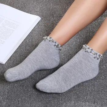 Käsitöö Jaapan Pearl Tähed Võrk Sokid Naiste Loominguline Reto Kolledži Stiilis Sokid Harajuku Õõnes Välja Calcetines Mujer
