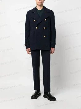 Must Villane Meeste Ülikond Overcoat Mees Topelt Karavan Custom Made Kostüüm Homme Ametlik Office Sügis-Talve Mantel Disainer Jope