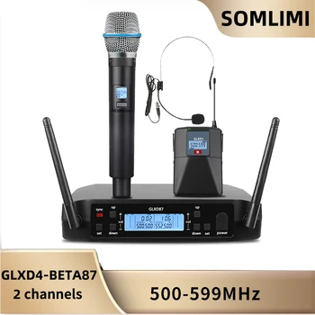 SOMLIMI 500-599MHz GLD-BET87 Professionaalne Traadita Mikrofon Dual Channel Kõne Õpetamise Staadiumis täitmiseks Peakomplekt Lavalier