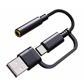 USB-Tüüp C-ja 3,5 mm Adapter, 2 in 1 USB-C-Aux-Muusika Adapter Kiire Laadimise eest Kõrvaklapid