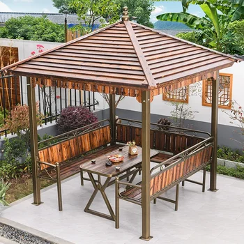 Väljas Hoov Pergola Päikesevarju Telk: Lihtne Söestunud Puit Vaba Aja Veetmise Aed Talumaja Villa Pavilion