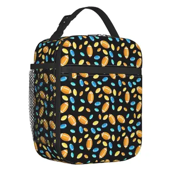 Värvikas Ragbi Muster Termiliselt Isoleeritud Lunch Bag Naiste Resuable Lõuna Tassima Kooli Asukoht Väljas Multifunktsionaalne Toidu Box
